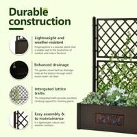 VidaXL Plantenbak hoog met latwerk en zelfbewateringssysteem mokka - thumbnail