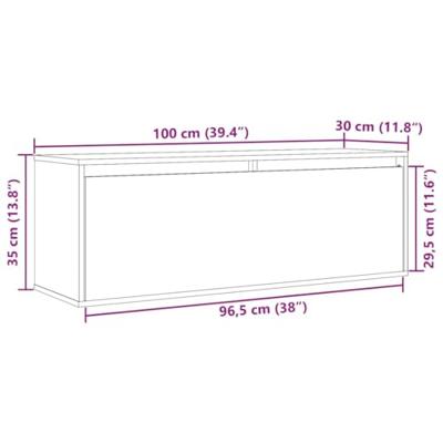 Wandkast 100x30x35 cm massief grenenhout
