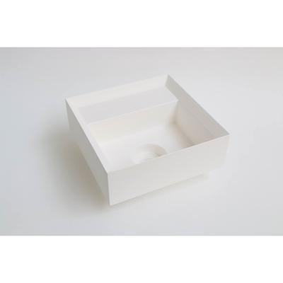 INK Fontein Vice Polystone Zonder Kraangat Incl Verzonken Open Plug 27x27x9 cm Mat Wit INK Fontein Vice Polystone Zonder Kraangat Incl Verzonken Open Plug 27x27x9 cm Mat Wit