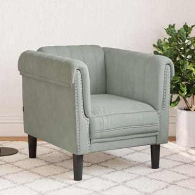 Fauteuil fluweel lichtgrijs