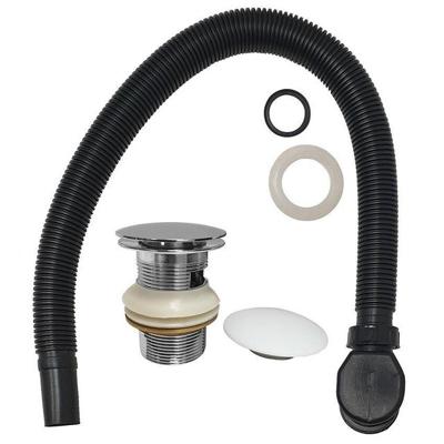 Badafvoer Klikplug En Sifon met Solid Surface Cover Chroom Mat Wit OP=OP