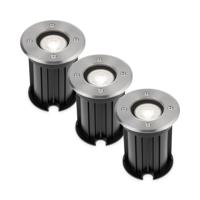 Set van 3 Maisy LED Grondspot - Dimbaar - Rond - Ø12cm - GU10 - 4 Watt 345 Lumen - 6500K daglicht wit - RVS - IP67 waterdicht - Tuinspot - Oprit - thumbnail