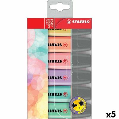 Markeerstift stabilo boss 70/6 6st pastel assorti | 5 stuks