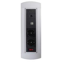 LEDmaxx 105950 Stopcontact (inbouw) Met HDMI, Met schakelaar, Met USB, Met Cat6-bus IP20 Zwart, Chroom - thumbnail
