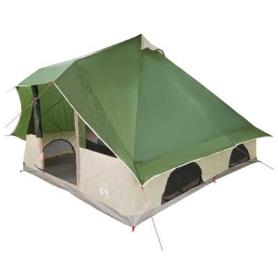 VidaXL Tipi tent met dak met opslag groen 358 x 296 x 258 cm taft