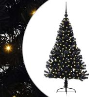 VidaXL Kunstmatig voorverlicht kerstboom met 150 led zwart 120 cm pvc - thumbnail
