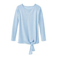 Luchtige linnen pullover met bindsluiting, lichtblauw 44/46 - thumbnail