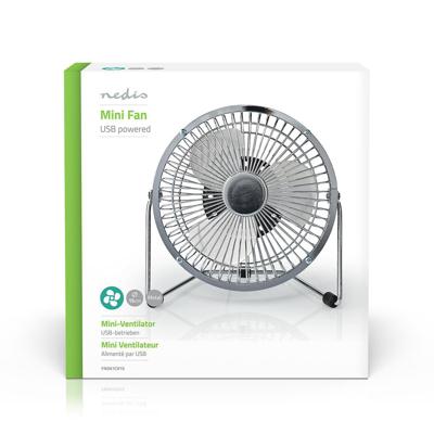 Metalen Miniventilator | 15 cm Diameter | USB-Voeding | Chroom