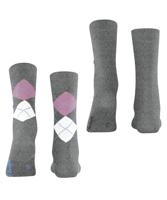 Burlington 2-paar everyday dames sokken - Biologisch katoenen vrouwen sokken met ruit print - thumbnail