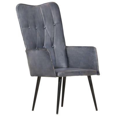Fauteuil echt leer grijs Fauteuil echt leer grijs