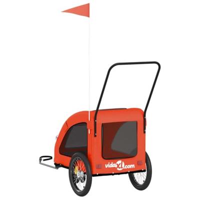 VidaXL Hondenfietstrailer oxford stof en ijzer oranje en grijs - thumbnail