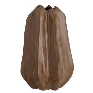 Vaas Fleurie - bruin - stoneware - 25,5x16,5x15 cm - Leen Bakker