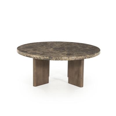 Eleonora Ronde Salontafel 'Lando' Marmer en mangohout, 80cm