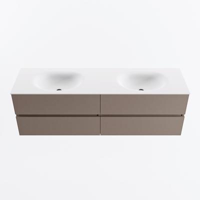 MONDIAZ VICA 160cm badmeubel onderkast Smoke 4 lades. Wastafel MOON dubbel 2 kraangaten, kleur Talc.