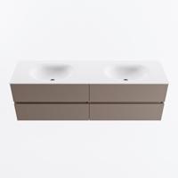 MONDIAZ VICA 160cm badmeubel onderkast Smoke 4 lades. Wastafel MOON dubbel 2 kraangaten, kleur Talc. - thumbnail