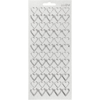 Creativ Company Stickers, harten, vel 10x23 cm, zilver, 1 vel