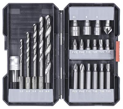 kwb 108805 Boor- en bitassortiment 22-delig Metaal 3 mm, 4 mm, 5 mm, 6 mm, 8 mm