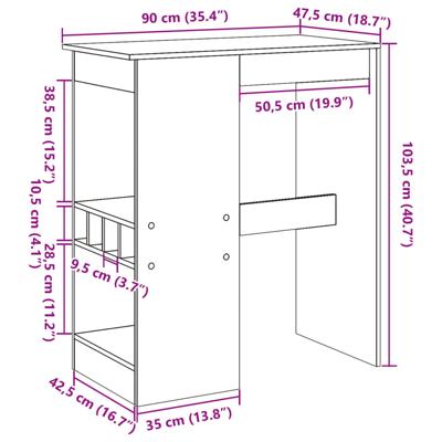 Bartafel met rekken 90x47,5x103,5 cm bewerkt hout oud houtkleur