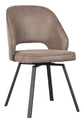 LABEL51 Eetkamerstoel Lewis - Taupe - - Zwart Metalen Frame