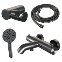 Brauer Gunmetal Carving Badkraan - douchegarnituur - handdouche rond 3 standen - carving knop - PVD - geborsteld gunmetal 5-GM-247 - thumbnail