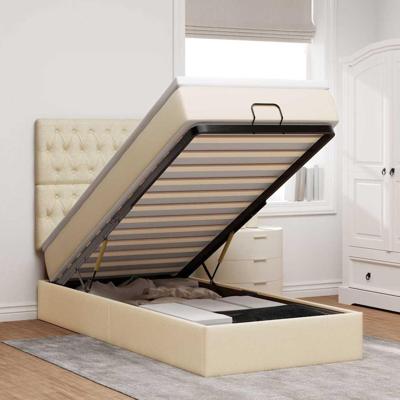 Ottoman bed met matras 80x200cm stof crèmekleurig