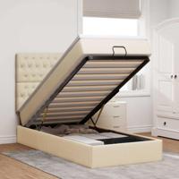 Ottoman bed met matras 80x200cm stof crèmekleurig - thumbnail