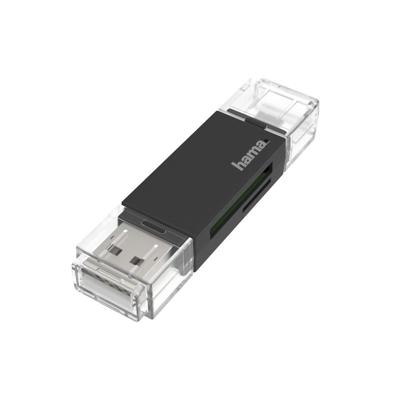 Hama USB-kaartlezer OTG USB-A + Micro-USB USB 2.0 SD/microSD