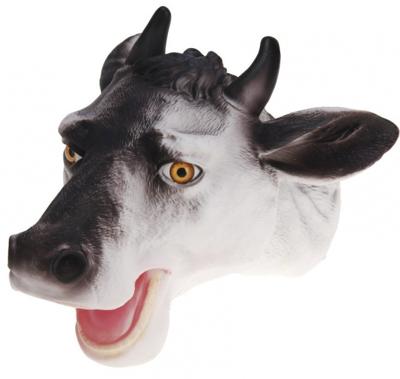 Free and Easy handpop stier 22 cm zwart/wit