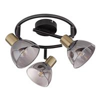 Globo 3-lichts plafondlampJay zwart met goud - 54305-3 - thumbnail