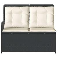 Tuinbankje verstelbaar met kussens poly rattan zwart - thumbnail