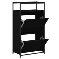 VidaXL Schoenenkast 60x34x112 cm bewerkt hout zwart - thumbnail