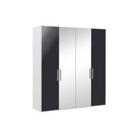 Goossens Kledingkast Easy Storage Ddk, Kledingkast 203 cm breed, 220 cm hoog, 2x draaideur en 2x spiegel draaideur midden - thumbnail