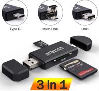 Rocketek Type C & micro USB & USB 3 In 1 OTG 2.0 Card Reader High-speed - thumbnail