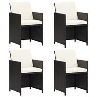 Tuinstoelen 4 st poly rattan zwart - thumbnail