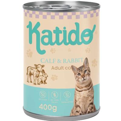 KATIDO Calf with rabbit - nat kattenvoer - 400g
