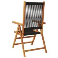 Tuinstoelen 2 st massief acaciahout en polypropeen zwart - thumbnail