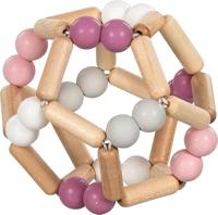 Goki houten grijpring elastische bal roze - thumbnail