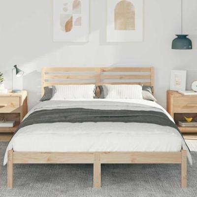 Bedframe met hoofdeinde Bruin 140 x 210 cm Massief grenenhout Bedframe met hoofdeinde Bruin 140 x 210 cm Massief grenenhout