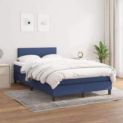 Boxspring met matras stof blauw 120x200 cm