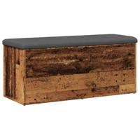 Opbergbankje 102x42x45 cm bewerkt hout oud houtkleurig - thumbnail