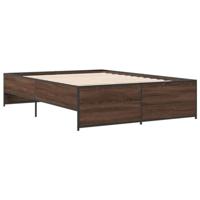 Bedframe bewerkt hout metaal bruin eikenkleur 120x190 cm - thumbnail
