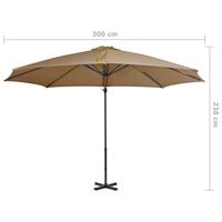 Zweefparasol met aluminium paal 300 cm taupe - thumbnail