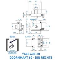 Yale 635.60 oplegslot met vaste buitencilinder doornmaat 60 mm - draairichting 2 = DIN Rs - thumbnail