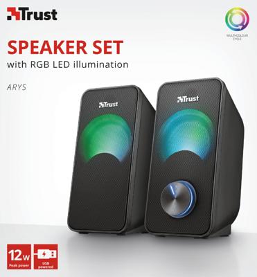 Trust Arys 2.0 RGB 2.1 PC-luidsprekers Kabelgebonden 12 W Zwart