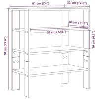 Schoenenrek 61x32x70 cm bewerkt hout gerookt eikenkleurig - thumbnail