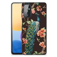 Samsung Galaxy M52 Dierenprint Telefoonhoesje Pauw met Bloemen - thumbnail