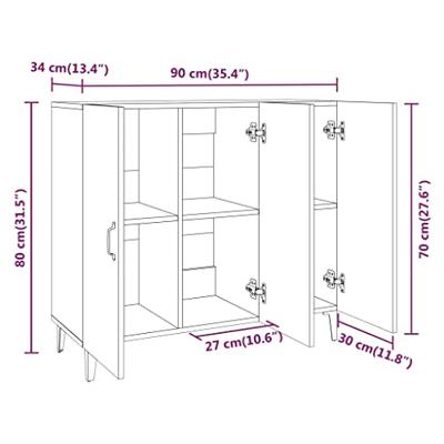 Dressoir 90x34x80 cm bewerkt hout wit