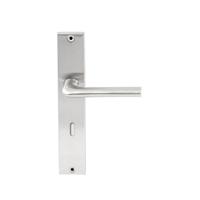 Hardbrass Deurkruk Samos op rechthoekig langschild sleutelgat 72mm - RVS - thumbnail