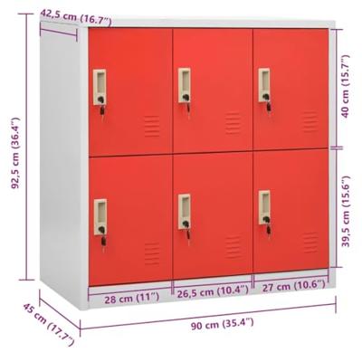 Lockerkast 90x45x92,5 cm staal lichtgrijs en rood Lockerkast 90x45x92,5 cm staal lichtgrijs en rood