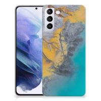 Samsung Galaxy S21 Plus | TPU | Siliconen hoesje | Marble Blue Gold - thumbnail